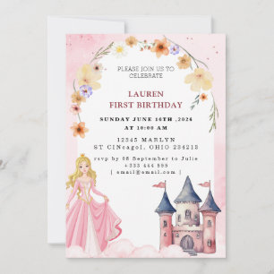 Invitation Fête d'anniversaire de princesse de conte de fées