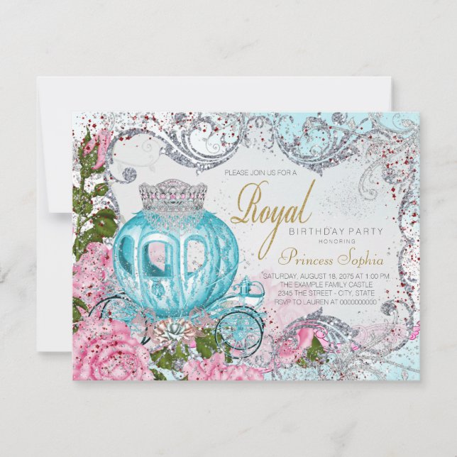 Invitation Fête d'anniversaire de princesse de conte de fées (Devant)
