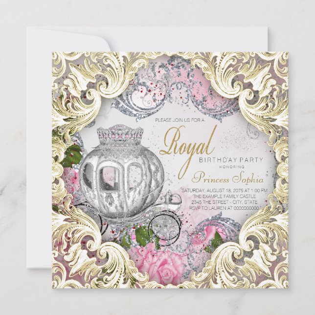 Invitation Fête d'anniversaire de princesse de conte de fées  (Devant)