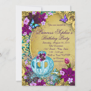 Invitation Fête d'anniversaire de princesse de conte de fées