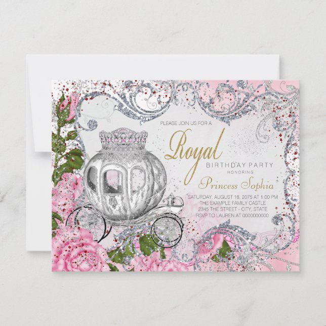Invitation Fête d'anniversaire de princesse élégante (Devant)