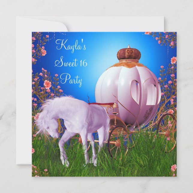 Invitation Fête d'anniversaire de princesse en calèche (Devant)