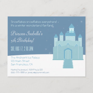 Invitation Fête d'anniversaire de princesse en hiver merveill