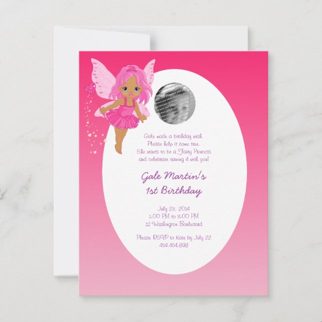 Invitation Fête d'anniversaire de princesse Girl's féerique (Devant)