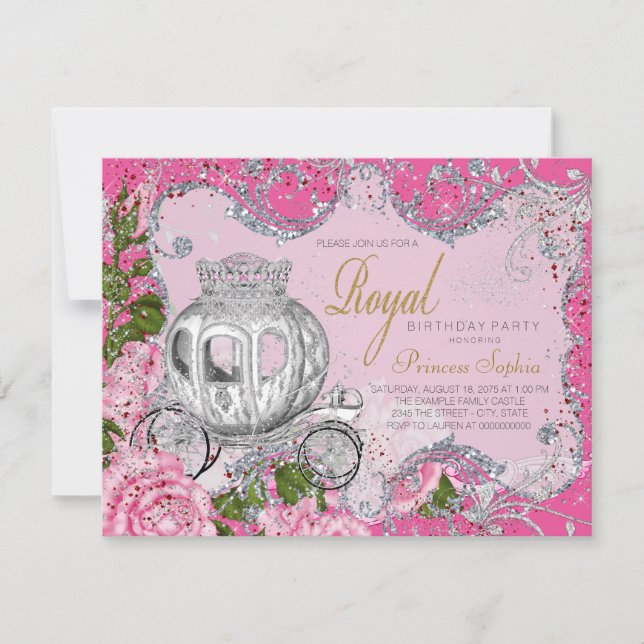 Invitation Fête d'anniversaire de princesse Il était une fois (Devant)
