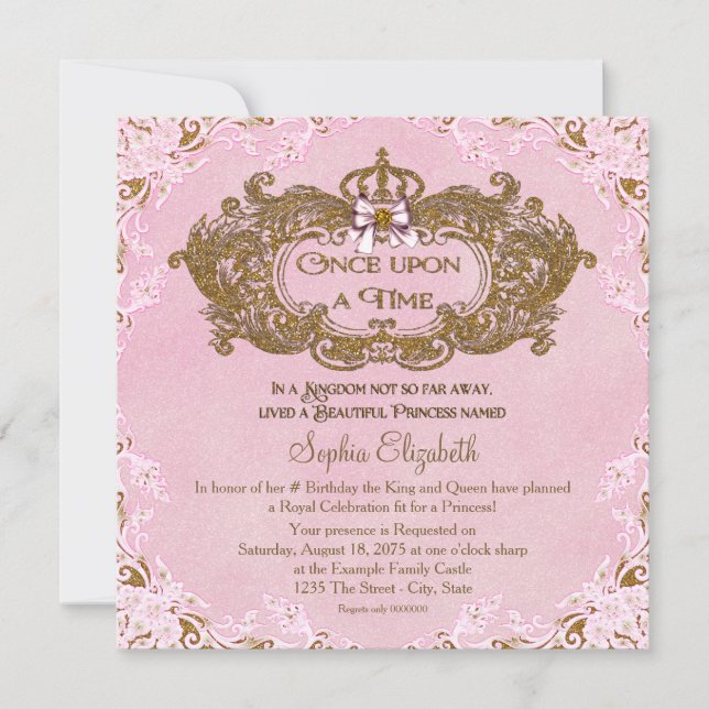 Invitation Fête d'anniversaire de princesse Il était une fois (Devant)