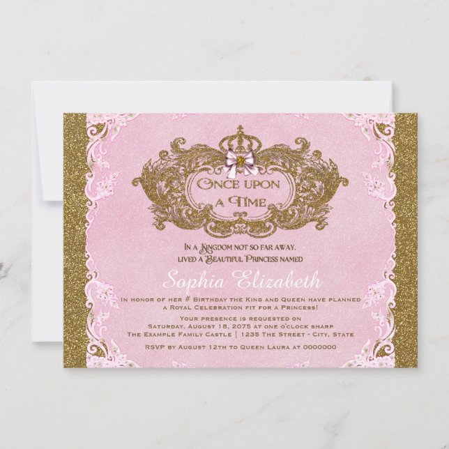 Invitation Fête d'anniversaire de princesse Il était une fois (Devant)