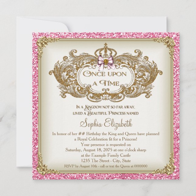 Invitation Fête d'anniversaire de princesse Il était une fois (Devant)