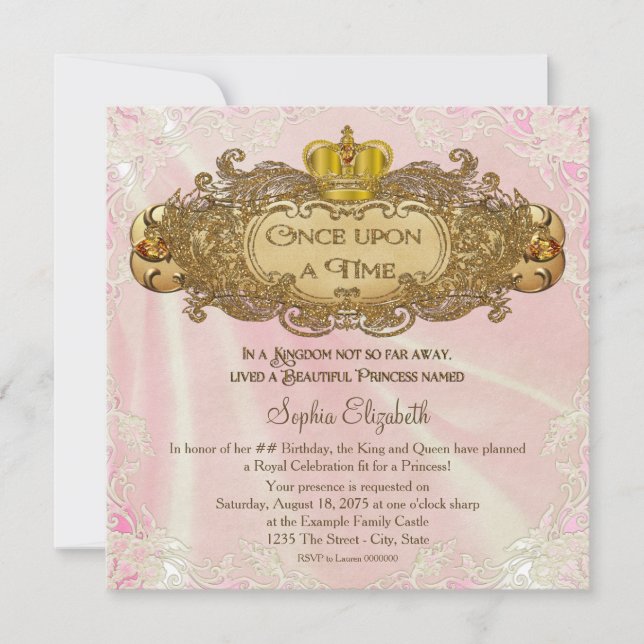 Invitation Fête d'anniversaire de princesse Il était une fois (Devant)