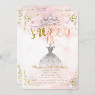 Invitation Fête d'anniversaire de princesse Pink Sparkle du