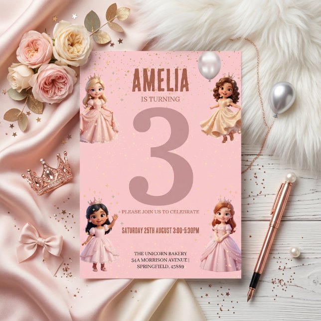 Invitation Fête d'anniversaire de princesse pour filles (Créateur téléchargé)
