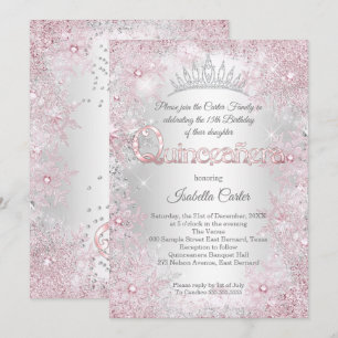 Invitation Fête d'anniversaire de Princesse Quinceanera Rose
