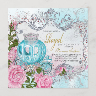 Invitation Fête d'anniversaire de princesse Rose Royale et Bl
