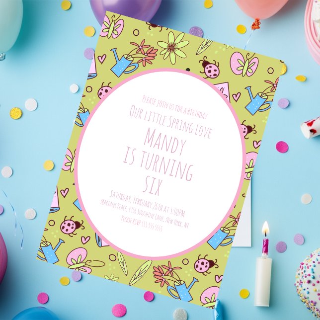 Invitation Fête d'anniversaire de printemps et de livres (Créateur téléchargé)