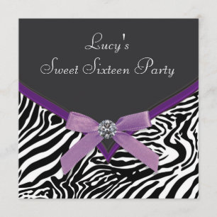 Invitation Fête d'anniversaire de Purple Zebra