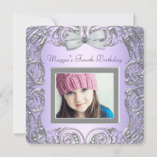Invitation Fête d'anniversaire de quatre ans pour filles phot