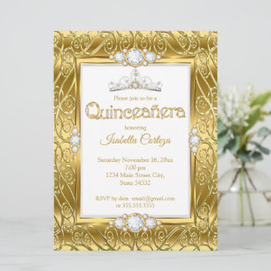 Invitation Fête d'anniversaire de Quinceanera diamant or