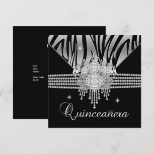 Invitation Fête d'anniversaire de Quinceanera Diamant Zèbre N