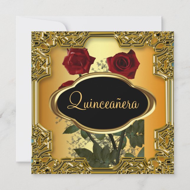 Invitation Fête d'anniversaire de Quinceanera  Or (Devant)
