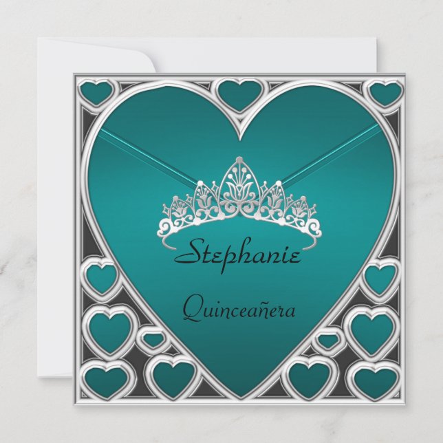 Invitation Fête d'anniversaire de Quinceañera sarcelle (Devant)