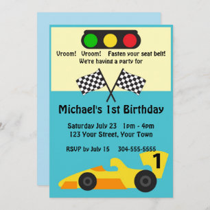 Invitation Fête d'anniversaire de Race Car