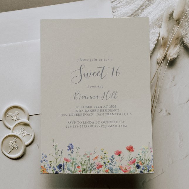 Invitation Fête d'anniversaire de Radiant Fleur sauvage Sweet (Créateur téléchargé)