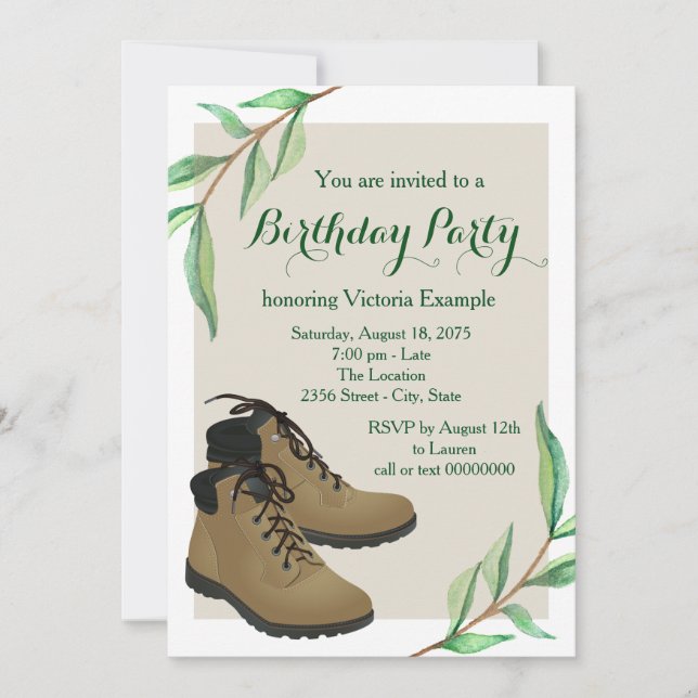 Invitation Fête d'anniversaire de randonnée pour femme (Devant)