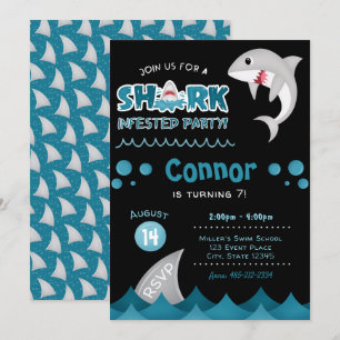 Invitation Fête d'anniversaire de requins infestés
