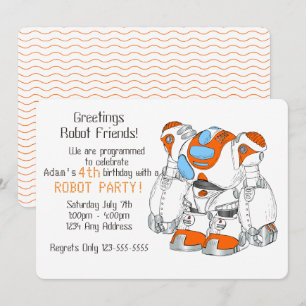 Invitation Fête d'anniversaire de robot