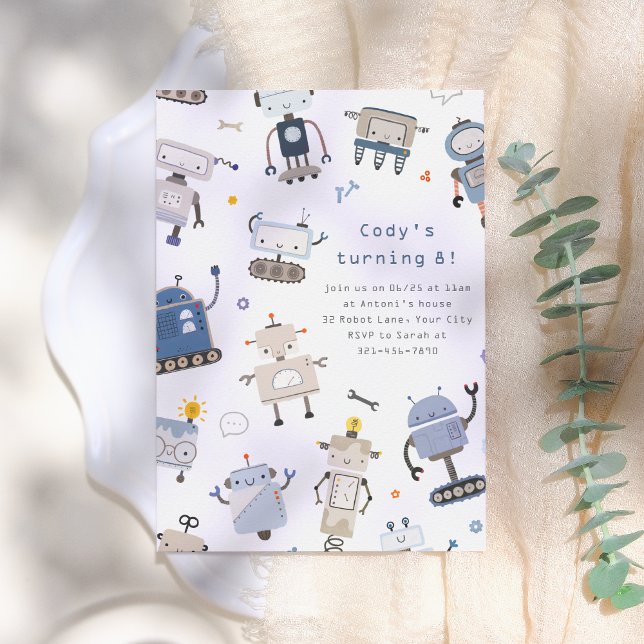 Invitation Fête d'anniversaire de robots (Créateur téléchargé)