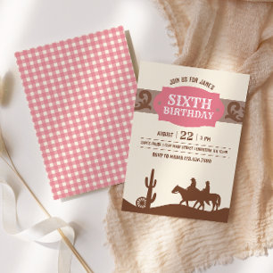 Invitation Fête d'anniversaire de rodéo cowboy pour filles