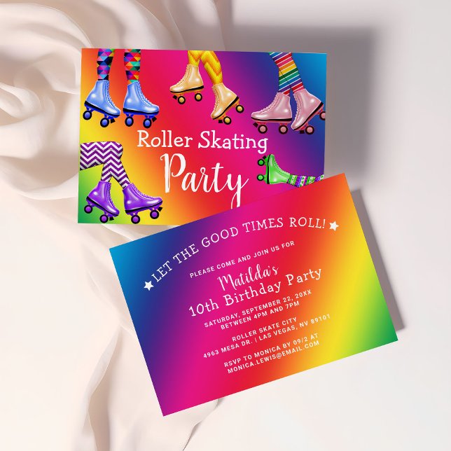 Invitation Fête d'anniversaire de roller rétro (Créateur téléchargé)