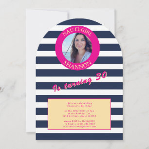 Invitation Fête d'anniversaire de roses et de la marine