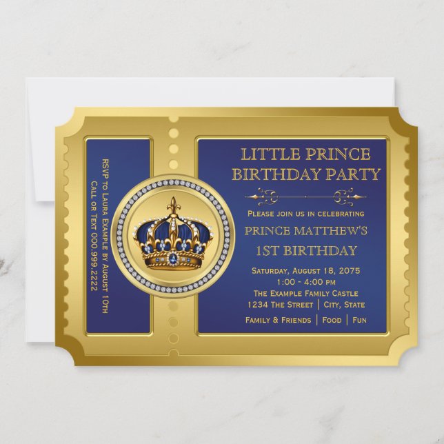 Invitation Fête d'anniversaire de Royal Prince (Devant)