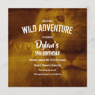 Invitation Fête d'anniversaire de safari de lion et de zèbre