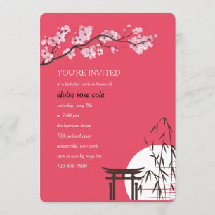Invitation Fête d'anniversaire de Sakura de Japonais