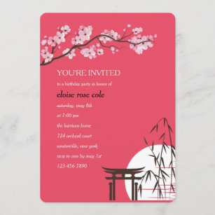 Invitation Fête d'anniversaire de Sakura de Japonais