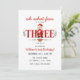 Invitation Fête d'anniversaire de Santa Kris 3 ans Noël