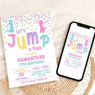 Invitation Fête d'anniversaire de saut sur trampoline pour en