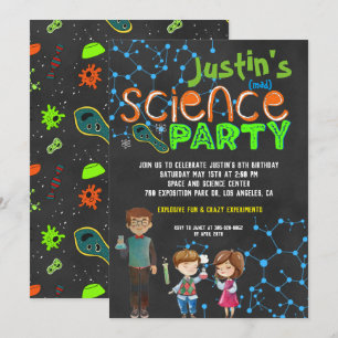 Invitation Fête d'anniversaire de scientifique fou