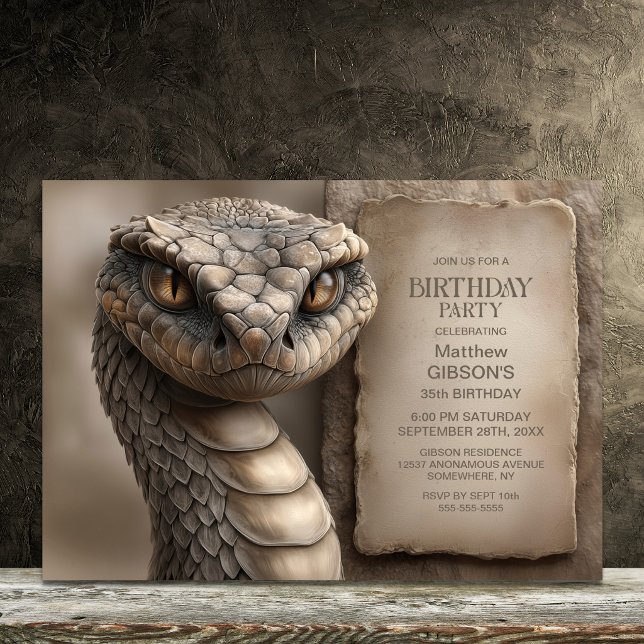 Invitation Fête d'anniversaire de serpent du désert (Créateur téléchargé)