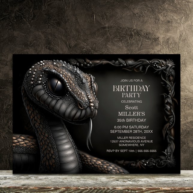 Invitation Fête d'anniversaire de serpent mythique qui siffle (Créateur téléchargé)