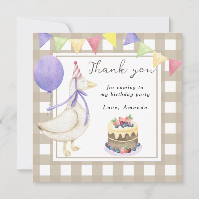 Invitation Fête d'anniversaire de Silly Goose merci (Devant)
