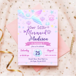 Invitation Fête D'Anniversaire De Sirène Sous La Fête De La M