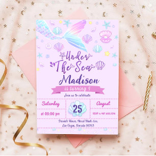 Invitation Fête D'Anniversaire De Sirène Sous La Fête De La M