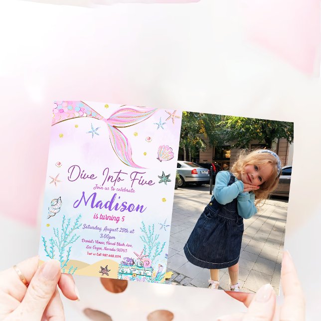 Invitation Fête D'Anniversaire De Sirène Sous La Fête De La M (Créateur téléchargé)