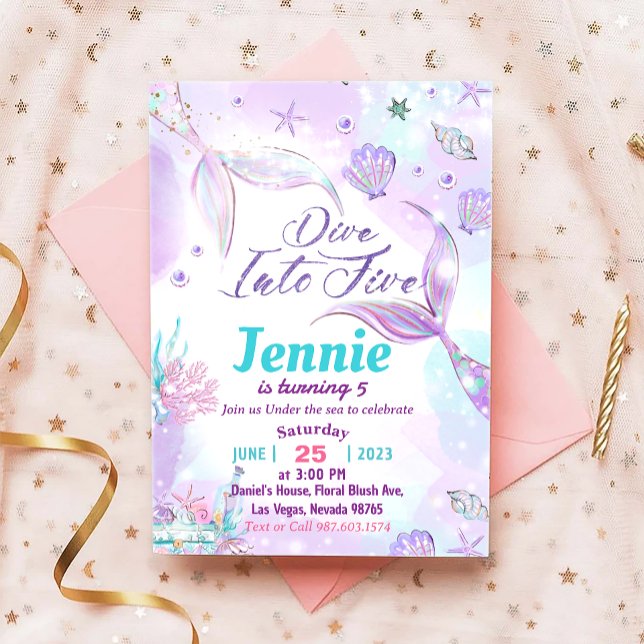 Invitation Fête D'Anniversaire De Sirène Sous La Fête De La M (Créateur téléchargé)