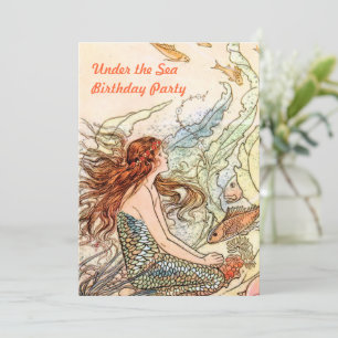 Invitation Fête d'anniversaire de sirène sous la mer