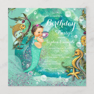 Invitation Fête d'anniversaire de sirène sous la mer