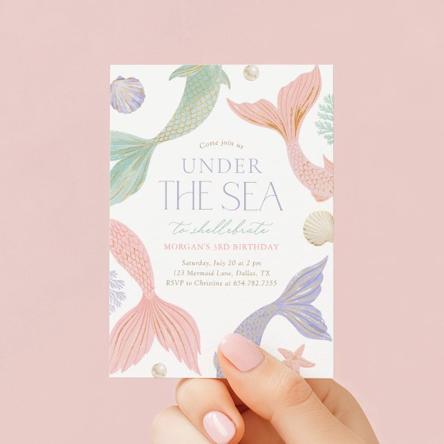 Invitation Fête d'anniversaire de sirène sous la mer (Créateur téléchargé)
